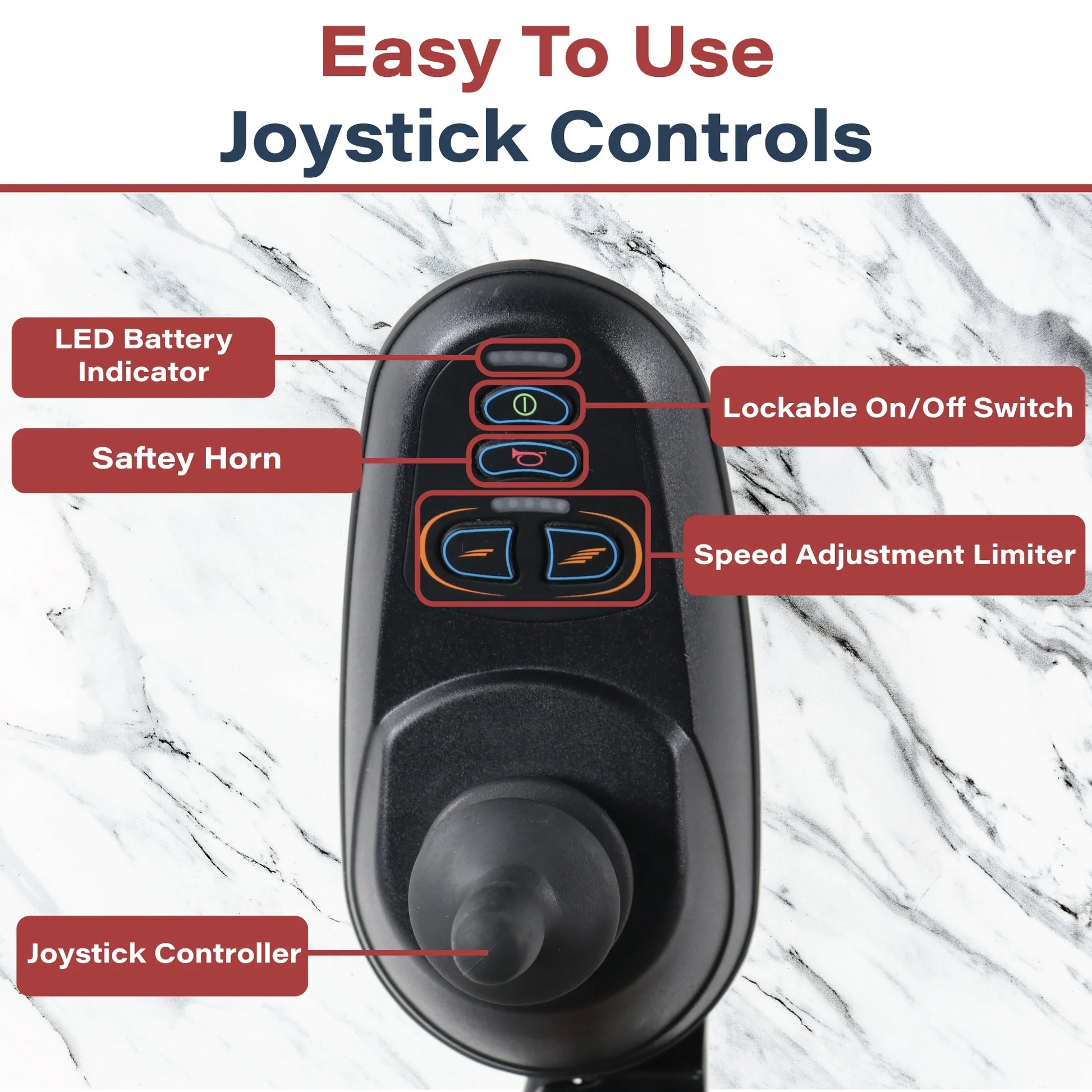 Zipr PC Power Electric Wheelchair - Full Size Long Range Motorized Wheelchair - Electric Wheelchairs for Adults, Seniors, Elderly, Travel - Blue