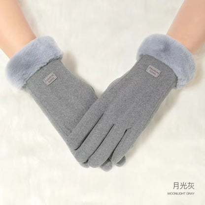 Women Winter Thick Plush Gloves Fashion Warm Suede Outdoor Guantes Lady Touchscreen Driving Gloves Sports Motos Cycling Mittens