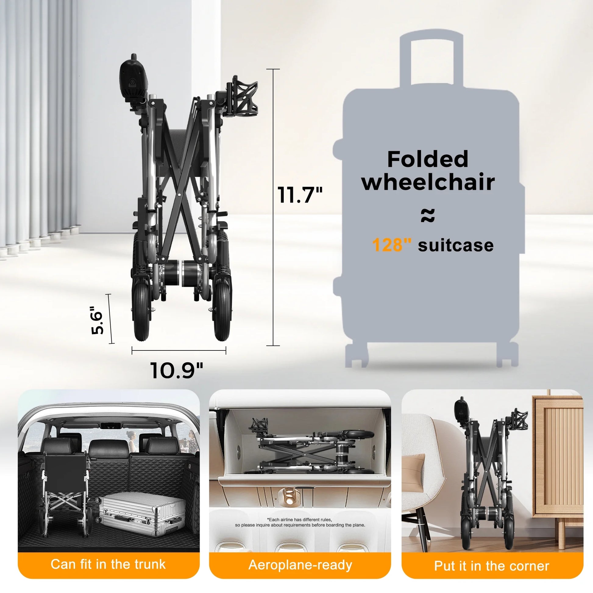 37 Lbs Electric Wheelchair 25+ Miles Long Travel Range, Foldable & Lightweight Motorized Wheelchair with Safety Features Hold up 350Lbs 8-Year Warranty, Ideal for Seniors & Travel