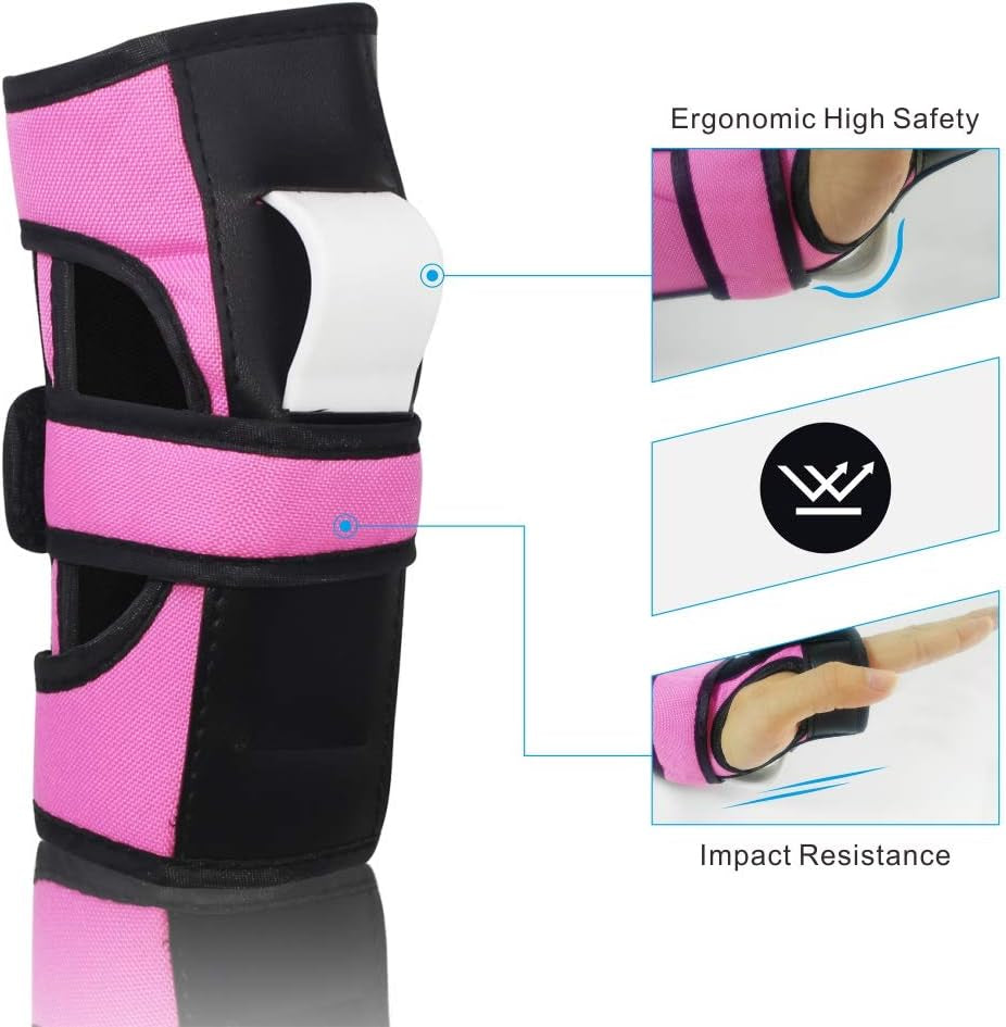 LANOVAGEAR Kids Adult Knee Elbow Pads and Wrist Guards Adjustable Safety Protective Gear Set for Cycling Skateboard Inline Skating