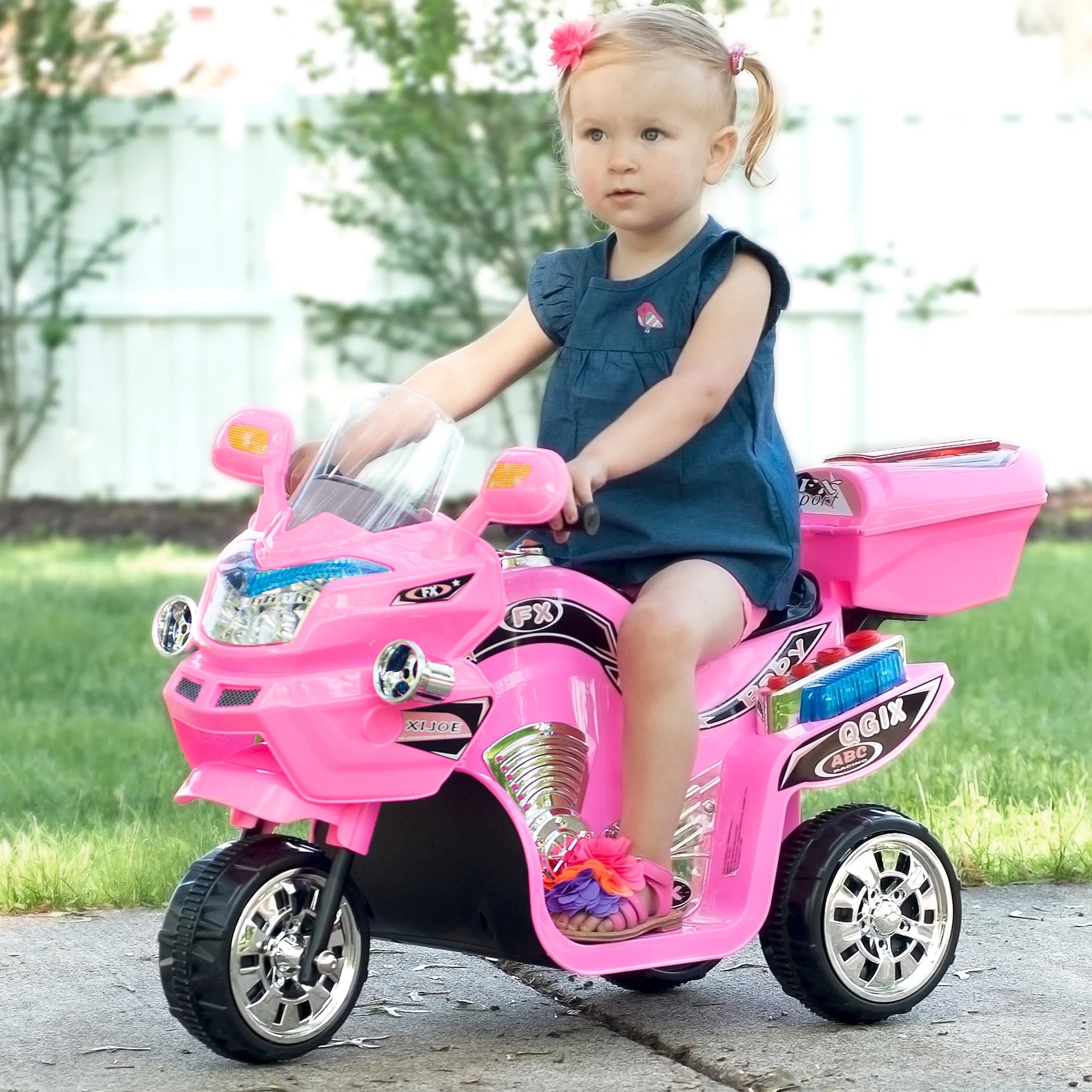 Lil’ Rider Electric Motorcycle for Kids - 3-Wheel Battery-Powered Toy Motorcycle for Kids Ages 3 to 6, (Pink)