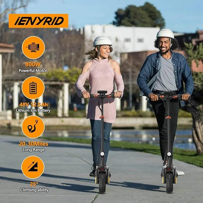 Electric Scooter for Adults with Seat, 800W 12.5Ah Adult Electric Commute Scooter, 3 Speeds Kids Electric Skateboard E-Scooter Bikes, up to 28Mph & 32Miles Range