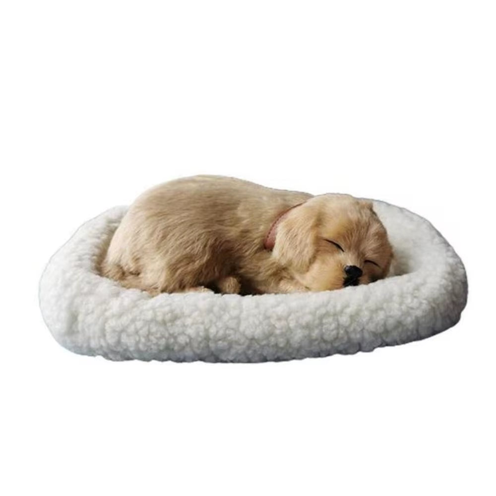 Realistic Black and White Cat Dog Breathing Sleeping Plush Toys Doll Electronic Pets for Dementia Seniors Adults Kids