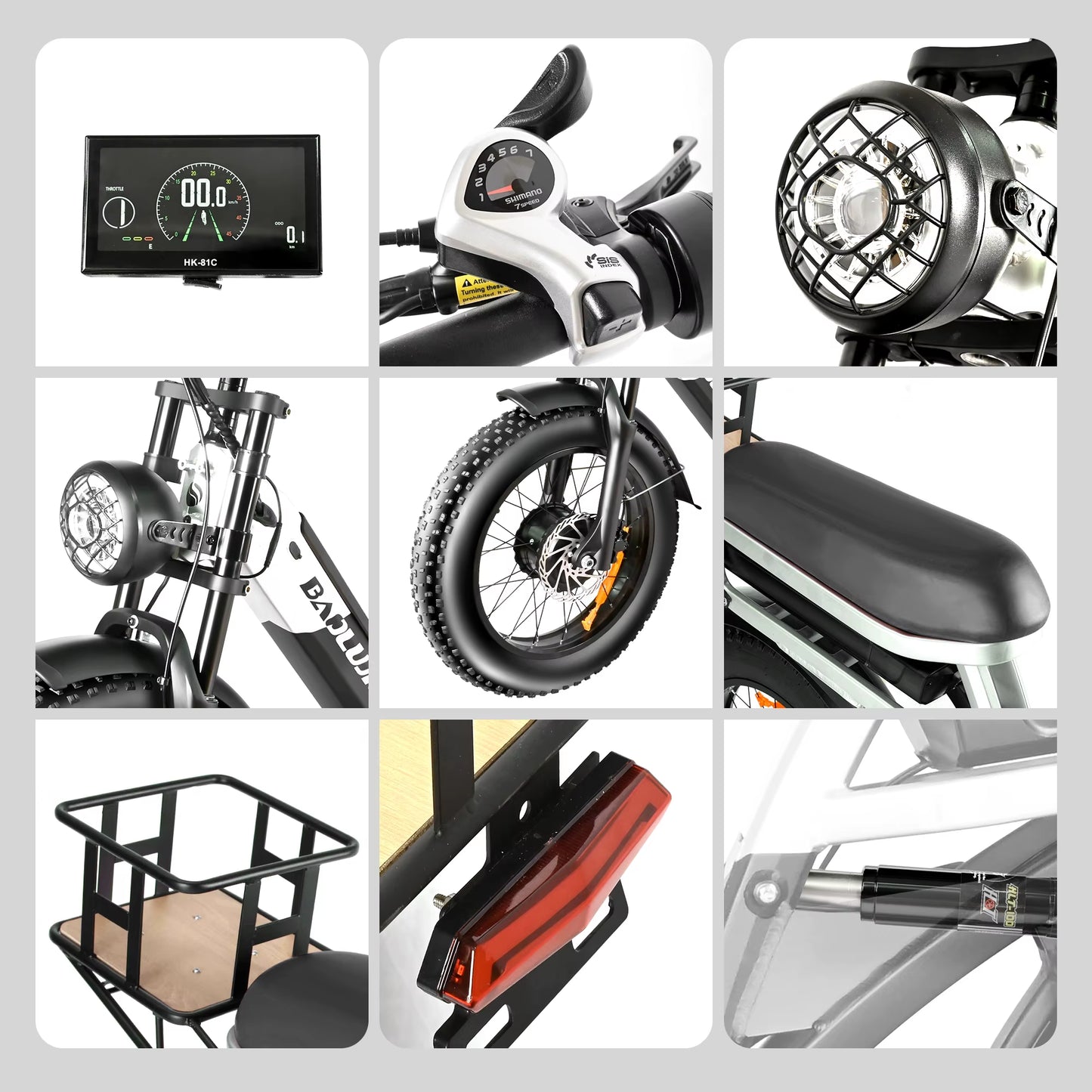 2000W Peak Cargo Electric Bike for Adults with Dual 15Ah Batteries(30Ah) Shima 7 Speed 80Miles-150Miles Long Range Electric Bike