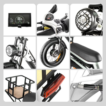 2000W Peak Cargo Electric Bike for Adults with Dual 15Ah Batteries(30Ah) Shima 7 Speed 80Miles-150Miles Long Range Electric Bike