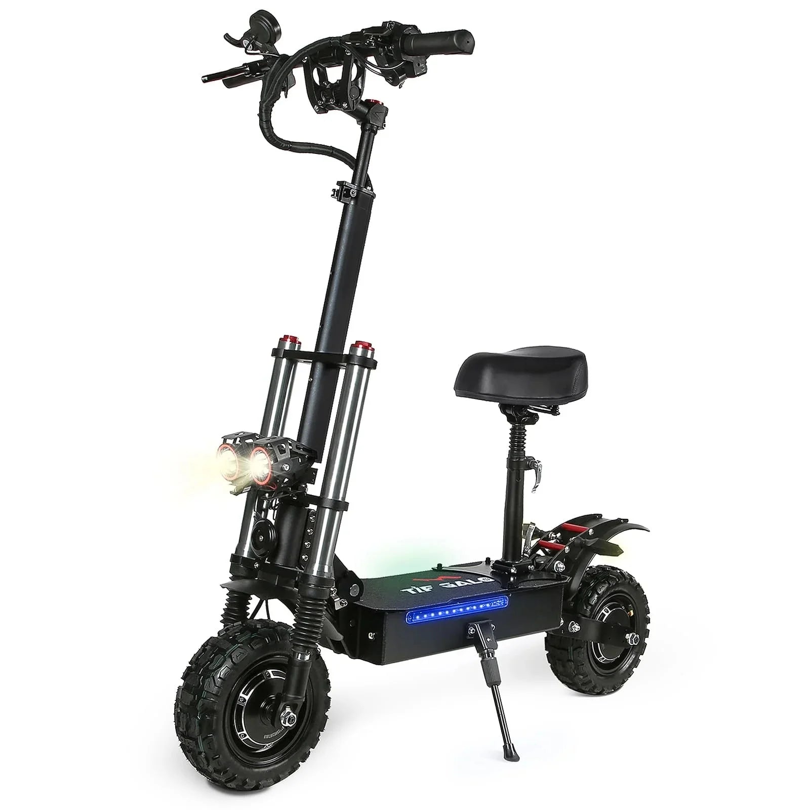 Adult Electric Scooter, Folding Scooter, Dual Motor 60V27AH Battery, Dual Disc Hydraulic Oil Brake, Dual Shock Absorption, with Seat
