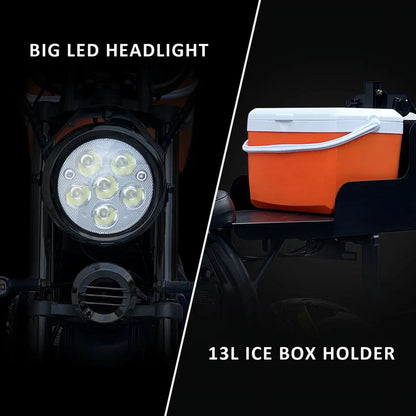 D2 Electric Bike Moped for Adults Fat Tire Golf Cart 2000W Motor 80-Mile Range 20MPH Top Speed Dual Batteries Hydraulic Brakes Motorcycles