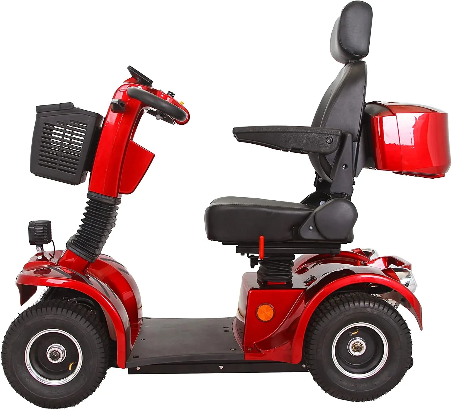 Secure 4-Wheel Adjustable Mobility Scooter with Charger, Red, 350 Lb Limit