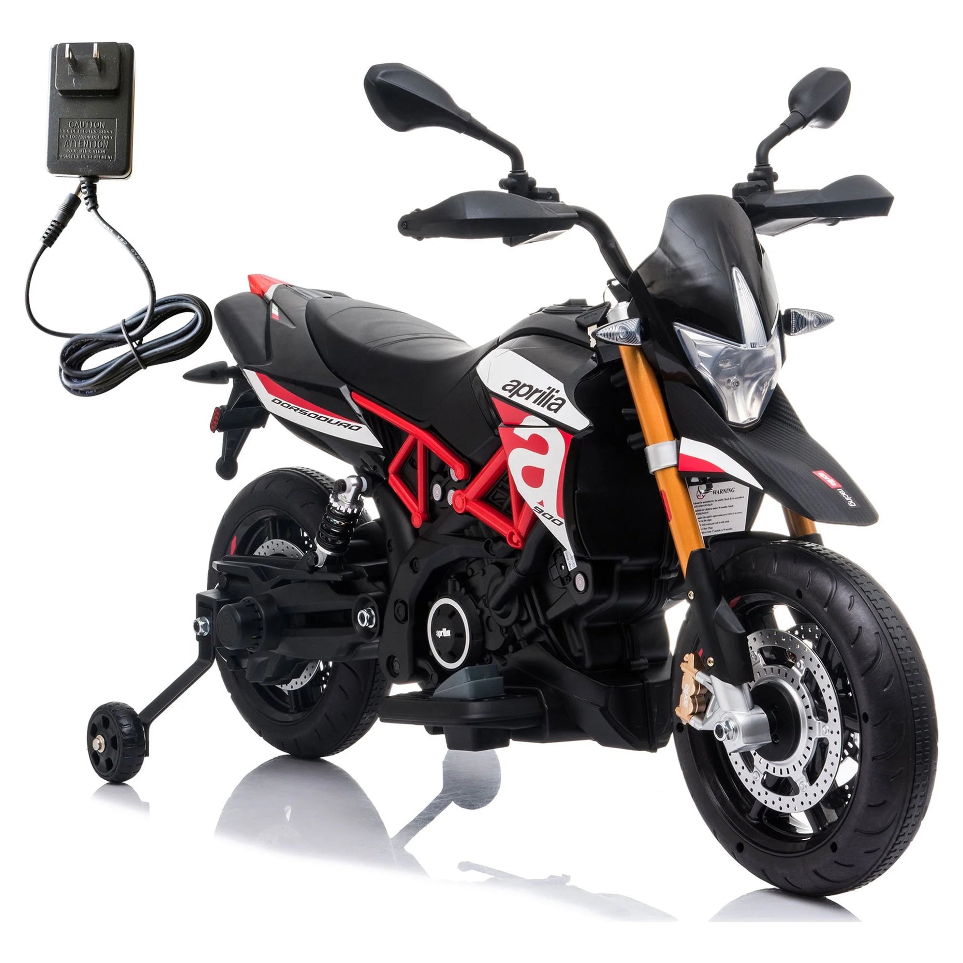Aprilia Licensed 12V Ride on Motorcycle Electric Motorbike for Kids Child Toys W/Training Wheels, Music, LED Lights, MP3, USB