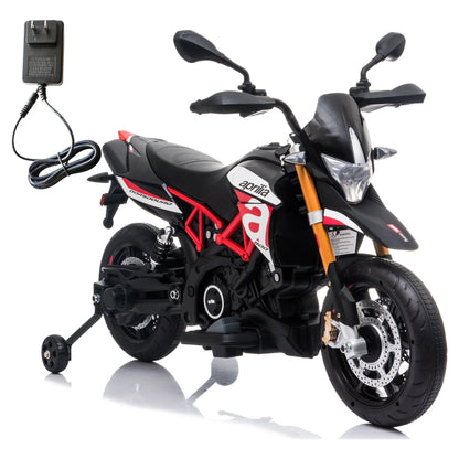 Aprilia Licensed 12V Ride on Motorcycle Electric Motorbike for Kids Child Toys W/Training Wheels, Music, LED Lights, MP3, USB