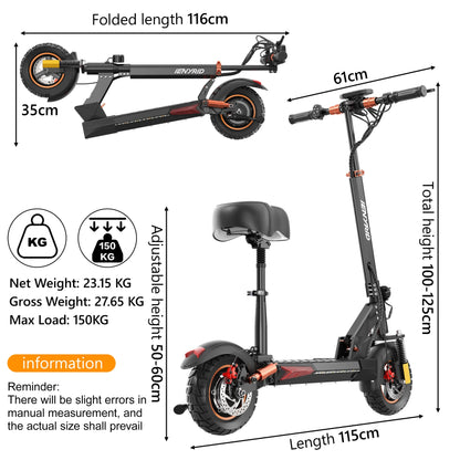 Electric Scooter for Adults with Seat, 800W 12.5Ah Adult Electric Commute Scooter, 3 Speeds Kids Electric Skateboard E-Scooter Bikes, up to 28Mph & 32Miles Range