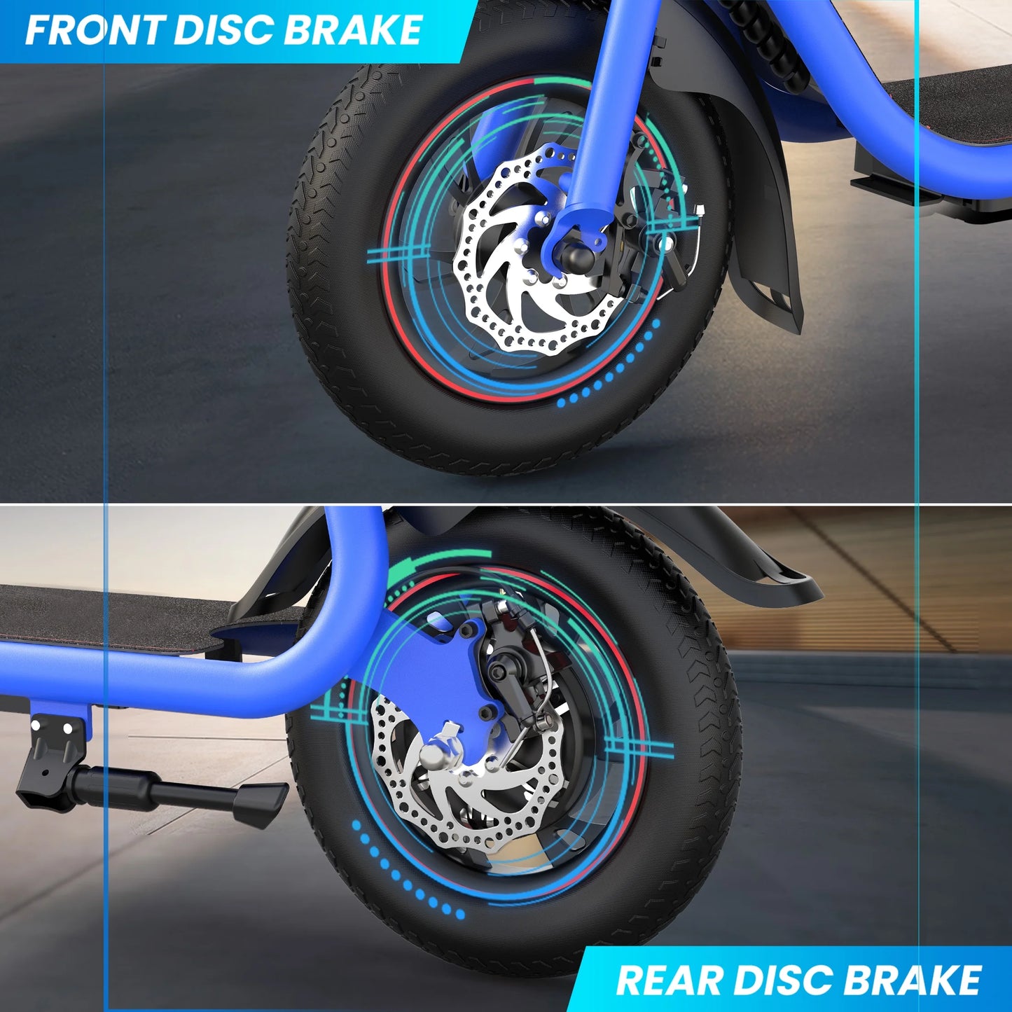 450W Electric Scooter with Seat, Commuter Electric Scooter for Adult with Basket & Free Phone Holder & Steel Cable Lock & Inner Tube- up to 21 Miles 15.5Mph-Blue