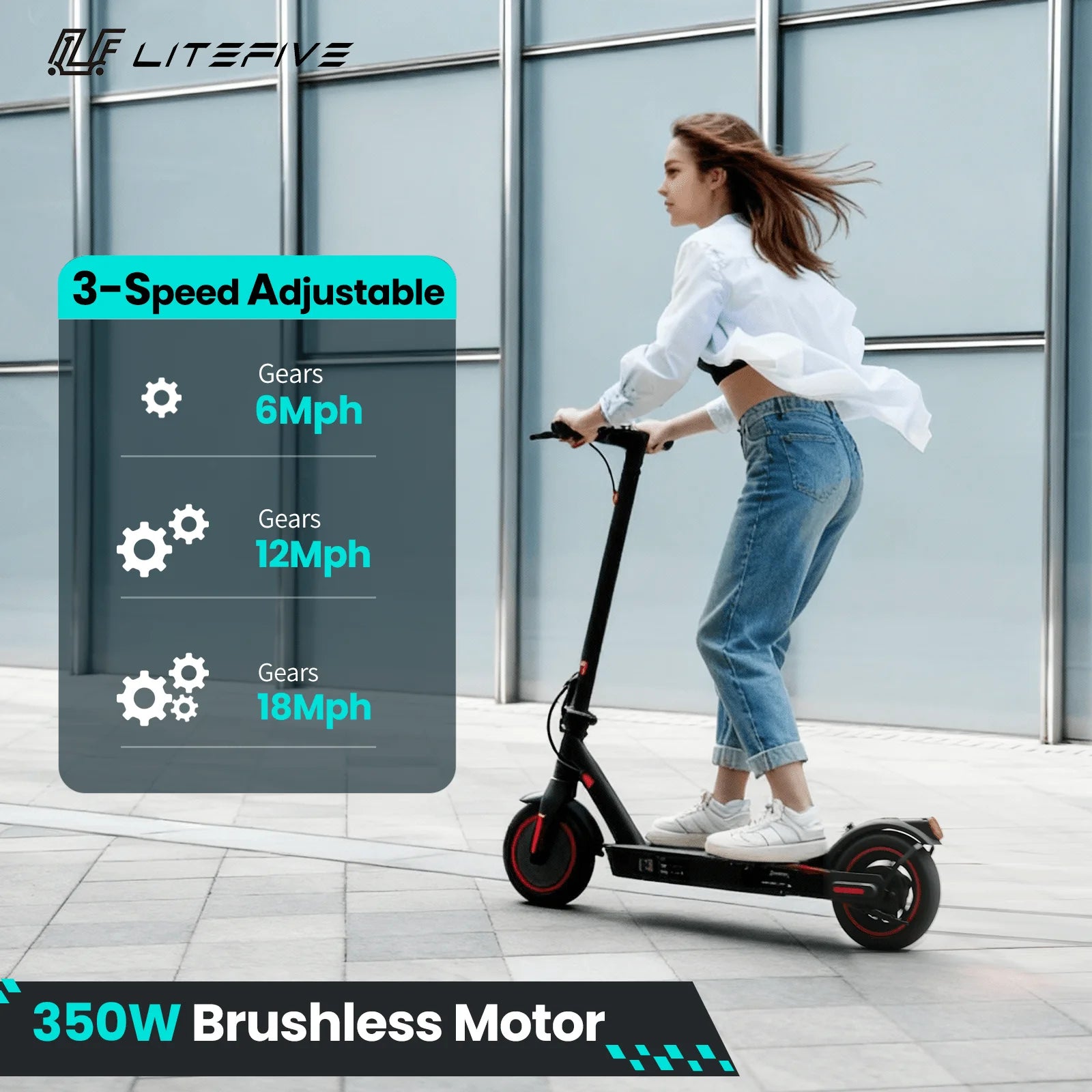 LF3 Electric Scooter for Adults, 350W Motor, Max 18Mph & 21Miles, Commuting Foldable Escooter