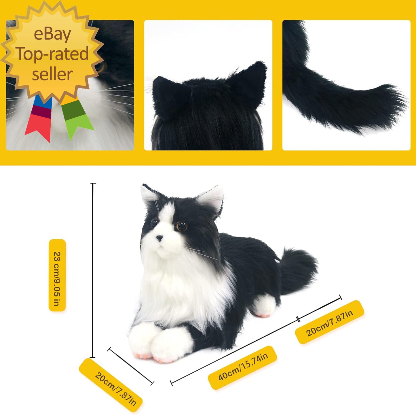 Stuffed Animals Handmade Realistic Cat Plush Toy Companion Pet for Elderly Adult