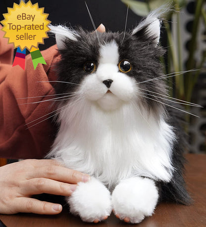 Stuffed Animals Handmade Realistic Cat Plush Toy Companion Pet for Elderly Adult