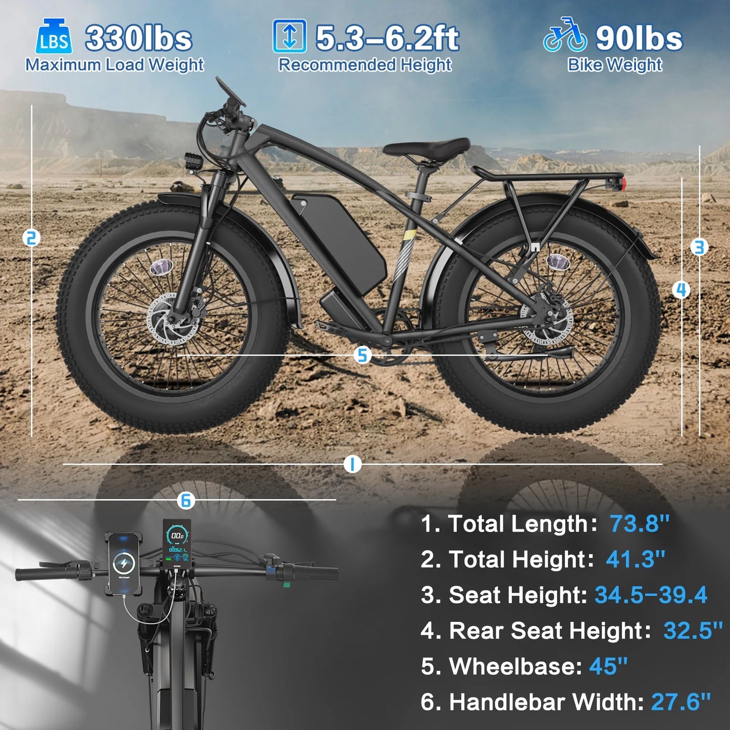 Electric Bike for Adults 26", 1000W (2000W Peak) E-Mountain Bike 48V 13AH UL2849