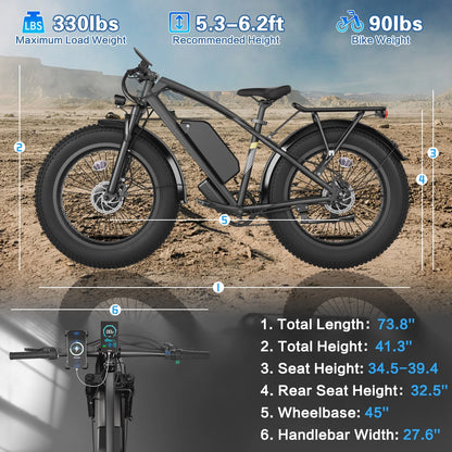 Electric Bike for Adults 26", 1000W (2000W Peak) E-Mountain Bike 48V 13AH UL2849
