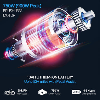 Forte Electric Bike, Electric Tricycle for Adults, Motor Ebikes, 3 Wheel Bicicleta Electrica Para Adultos, 18AH up to 72 Miles per Charge