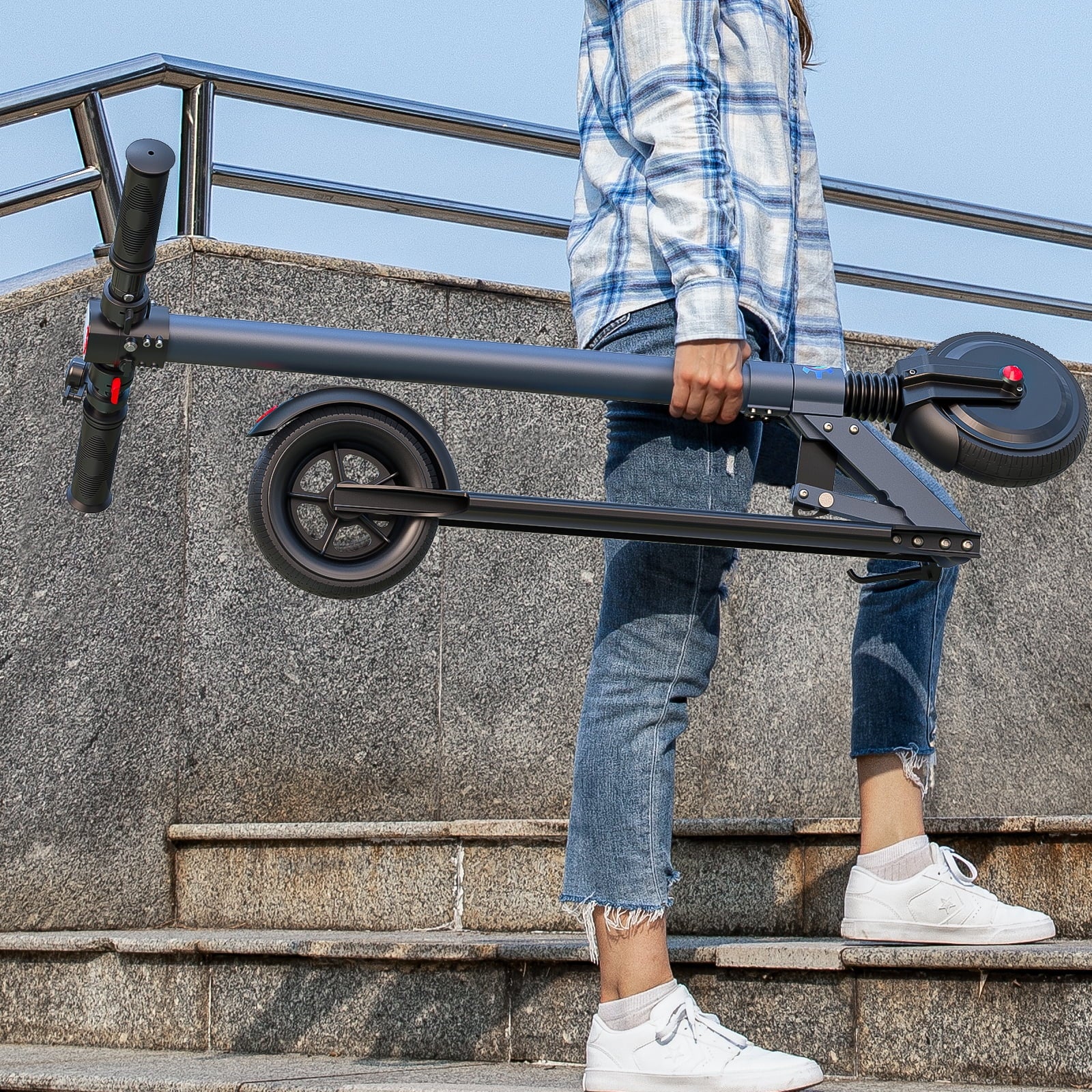 Electric Scooter for Adults & Teens, 15 Miles Range & 15 Mph, 250W Adult Electric Scooter with LED Display and Braking System, Foldable Commute E Scooter,Blue