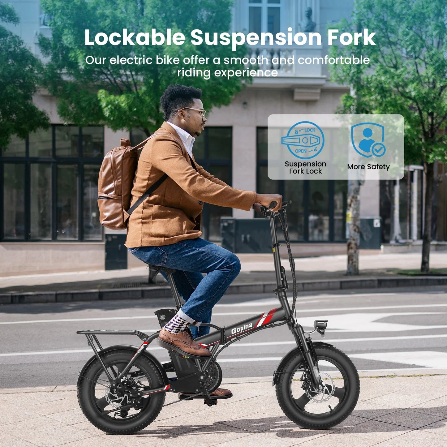 Electric Bike 16" X 3.0 Fat Tire Electric Bike 48V 350W Adult Folding Electric Bike 19.8MPH Urban Commuter Electric Bike with Smart LCD Display