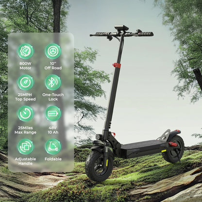 800W Electric Scooter, up to 25 Mph,25Miles Range, Dual Brake, Folding Scooter for Adults, off Road Electric Scooter