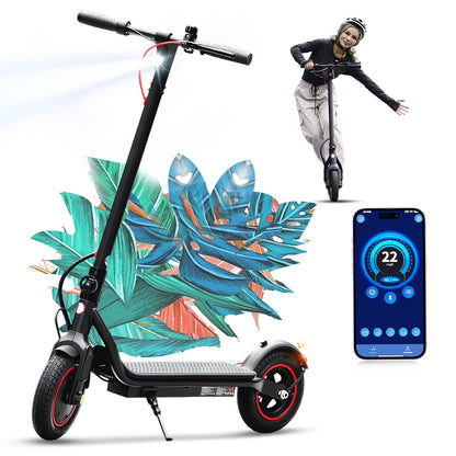LF6 Electric Scooter with 500W Motor, 10” Tires, 22Mph & 23Miles Range, Folding Commuting E-Scooter for Adults with APP Control