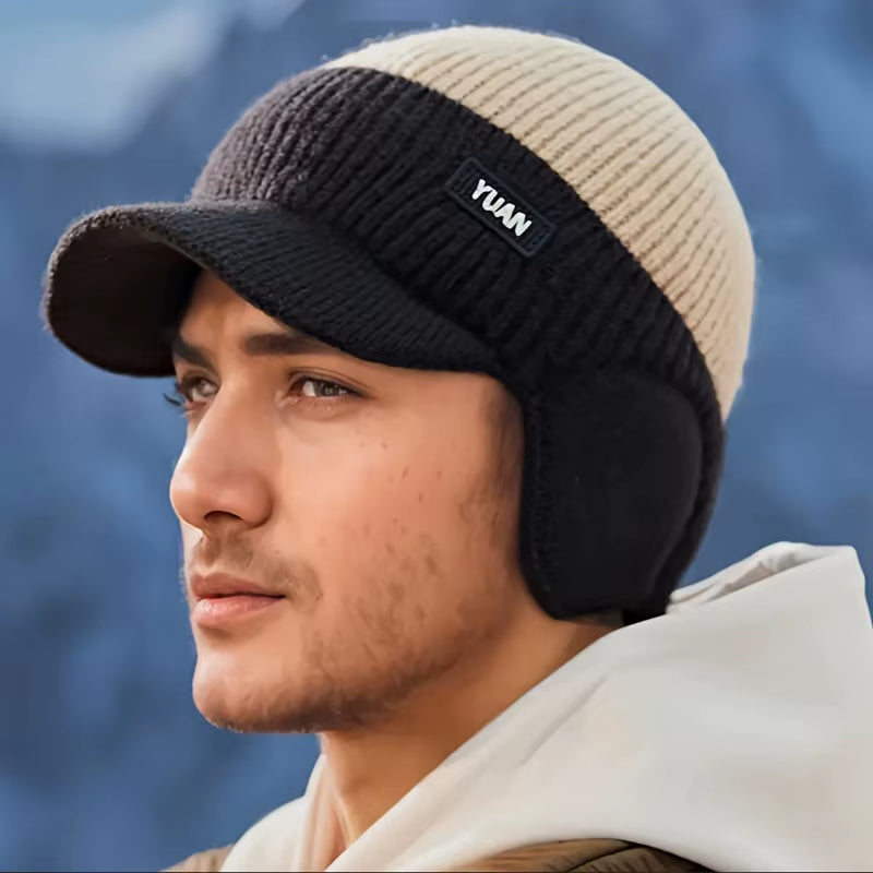 Winter Thermal Knitted Baseball Cap Thickened Ear Protection Warm Hat Windproof Men Women Outdoor Sports Running Hiking Beanie