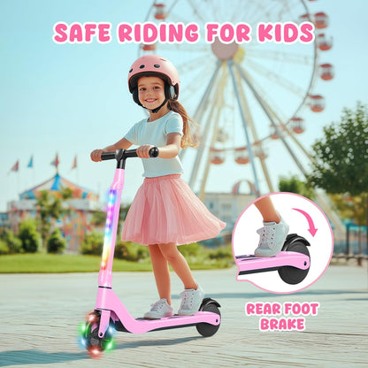 SISIGAD Electric Scooter for Kids Ages 6-12, LED Light-Up Deck, Kids Scooters with 3 Adjustment Levels Handlebar to 36 Inches High,5.3" Wheel UL Certificated Kick Scooter