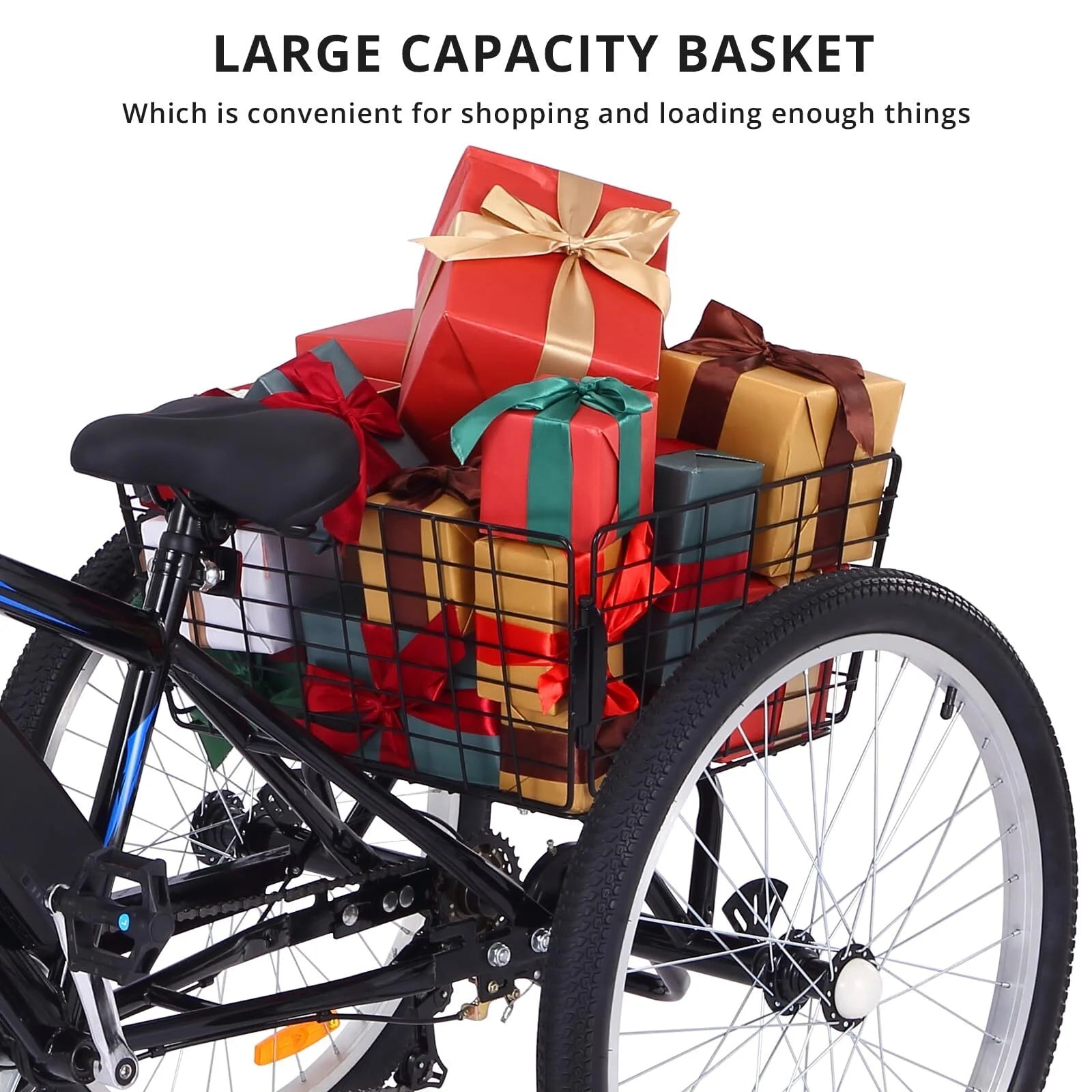 Electric Unisex Adult Tricycles, Steel, Black and Blue, 88.23 Lb