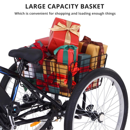 Electric Unisex Adult Tricycles, Steel, Black and Blue, 88.23 Lb