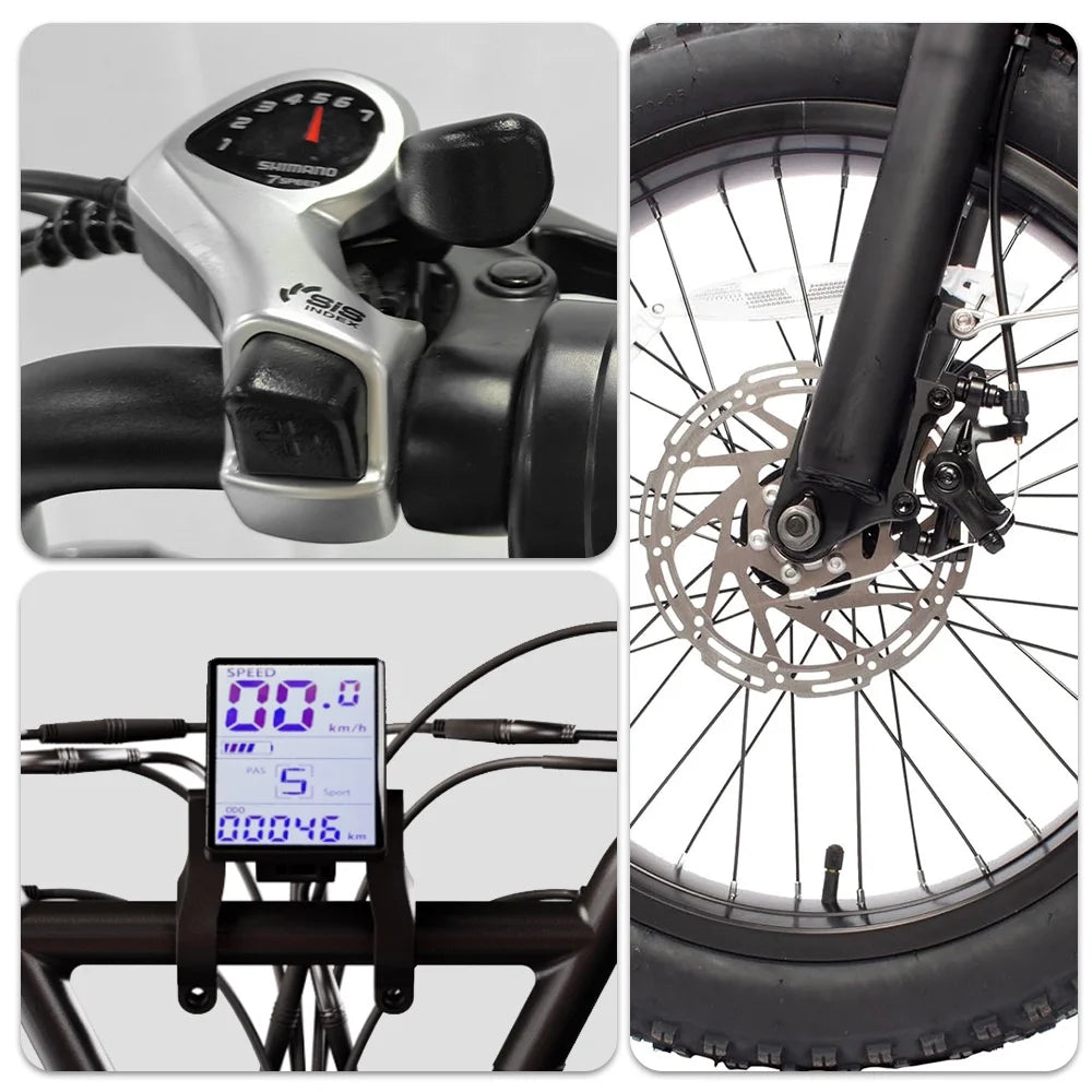 20" Fat Tire Electric Bike for Adult, 750W Mountain Ebike, 48V 18.2Ah Removable Battery, 7 Speed Dual Hydraulic Brake E-Motorcycle Bike UL2849