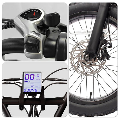 20" Fat Tire Electric Bike for Adult, 750W Mountain Ebike, 48V 18.2Ah Removable Battery, 7 Speed Dual Hydraulic Brake E-Motorcycle Bike UL2849