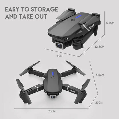 4K HD Dual Camera RC Drone with Wifi FPV Foldable Quadcopter +4 Battery Black