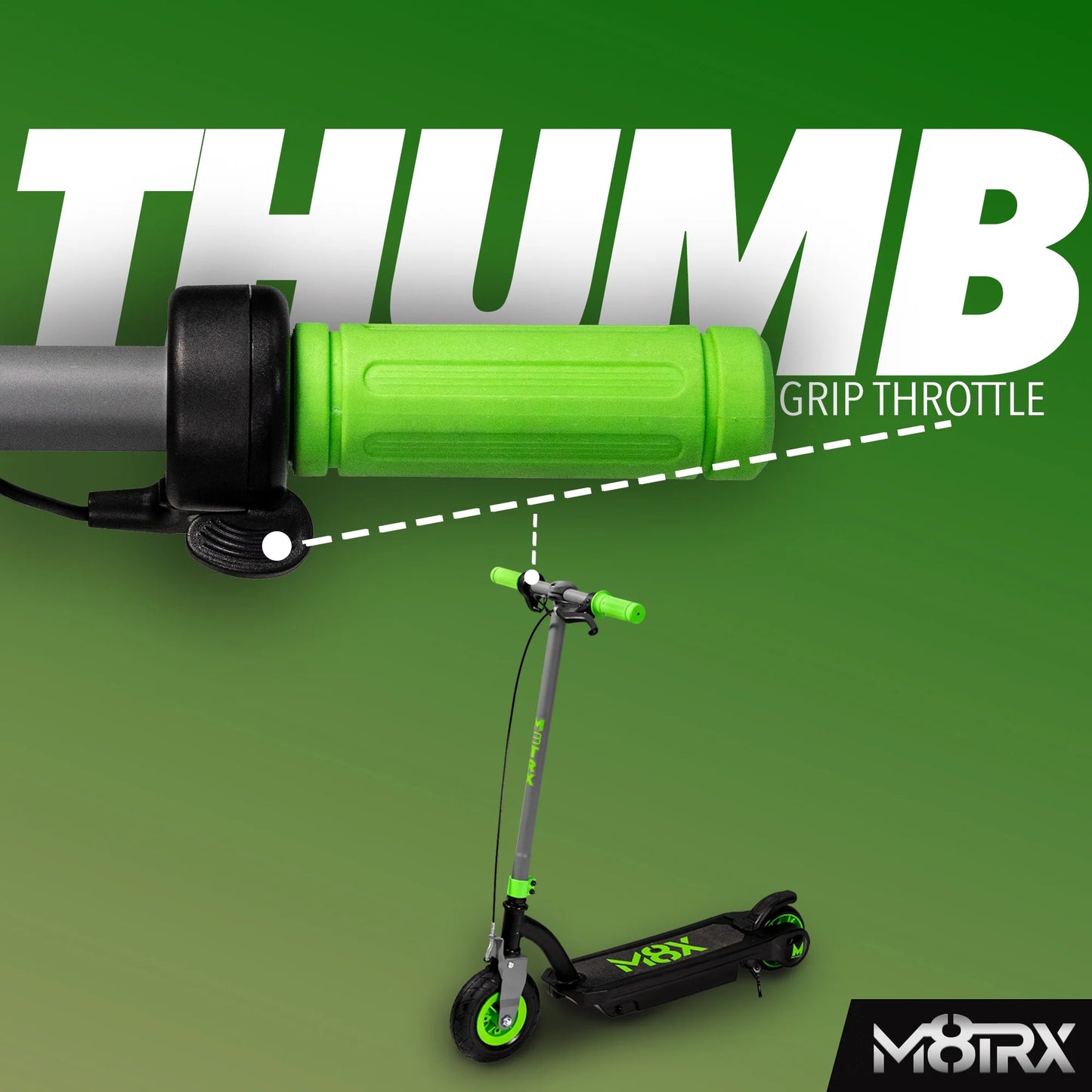 Green 24 Volt Kids Electric Scooter, 8" Air Filled Tire, Speeds up to 10Mph, Kids Ages 8+