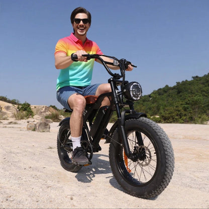 20"X 4.0 Fat Tire Electric Bicycle,1000W Peak Motor E-Bike Adults, 65 Miles Electric Bike with 20Mph,Dual Shock Absorber, 7-Speed,, 42V 10.4Ah Removable Battery