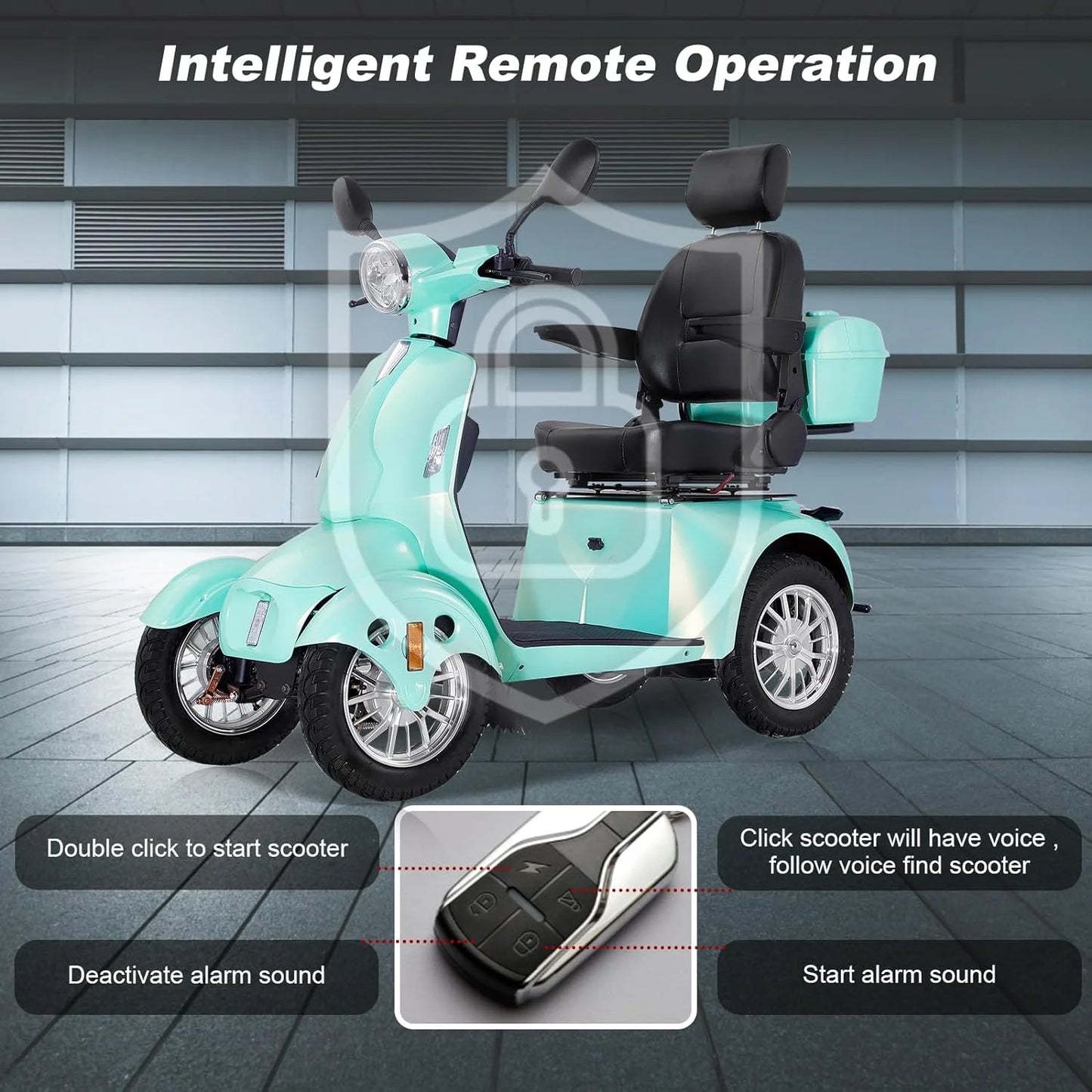 Mobility Scooter with Adjustable Seat & Storage Box, 4-Wheel, 800W Green