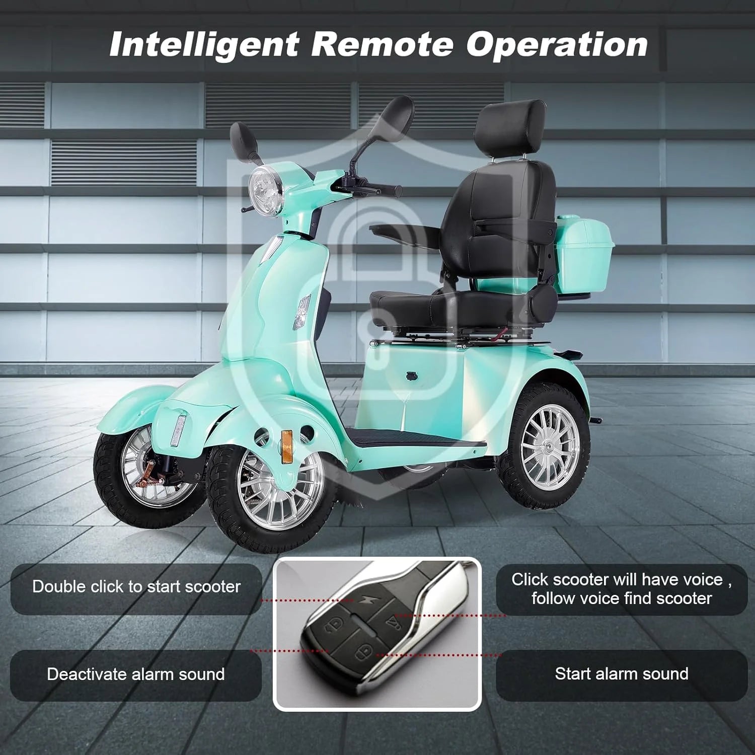Mobility Scooter with Adjustable Seat & Storage Box, 4-Wheel, 800W Green
